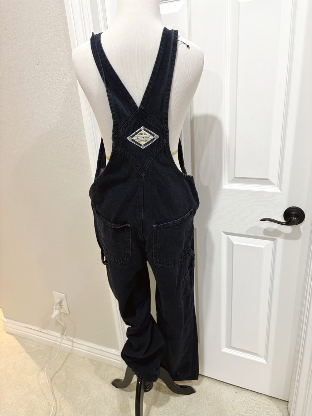 London London 80s/90s Cotton Denim Women’s Dark Boue Denim Wash Overalls Medium - Picture 4 of 6